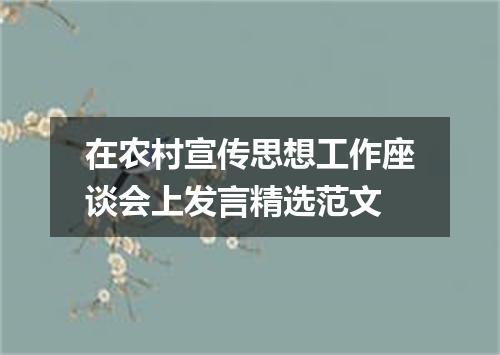 在农村宣传思想工作座谈会上发言精选范文