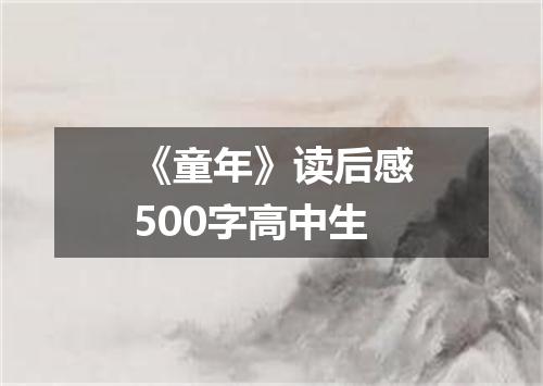 《童年》读后感500字高中生
