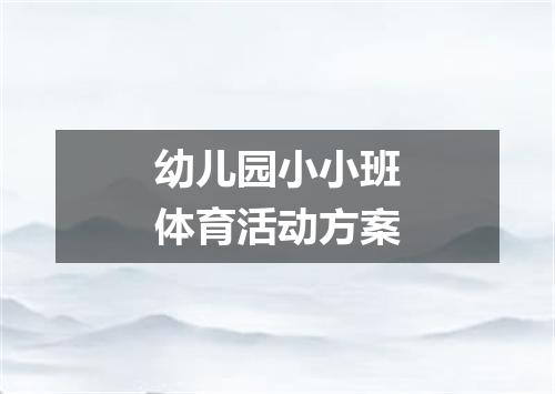 幼儿园小小班体育活动方案