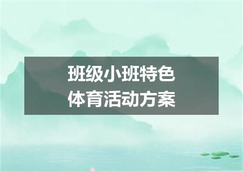班级小班特色体育活动方案