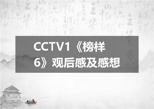 CCTV1《榜样6》观后感及感想