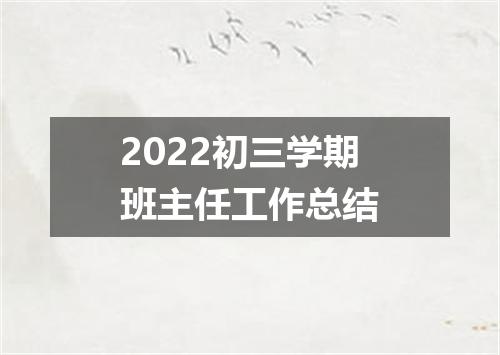 2022初三学期班主任工作总结