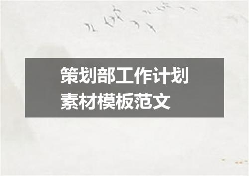 策划部工作计划素材模板范文