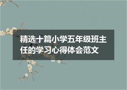 精选十篇小学五年级班主任的学习心得体会范文