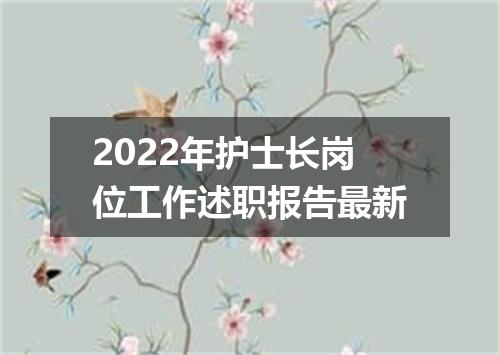 2022年护士长岗位工作述职报告最新