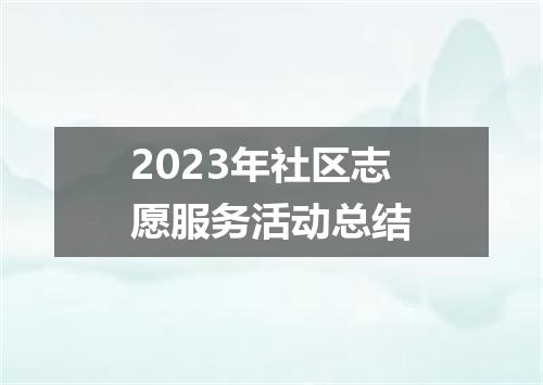 2023年社区志愿服务活动总结