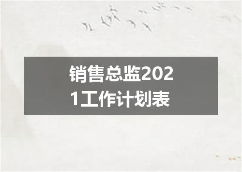 销售总监2021工作计划表