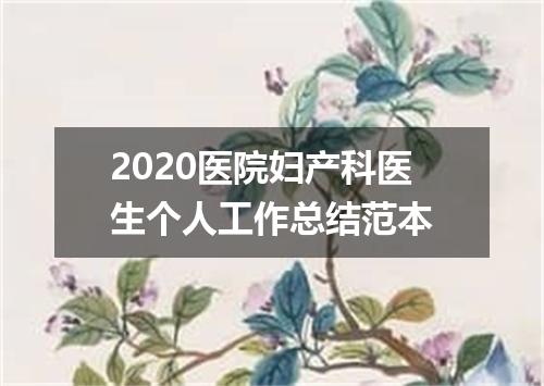 2020医院妇产科医生个人工作总结范本
