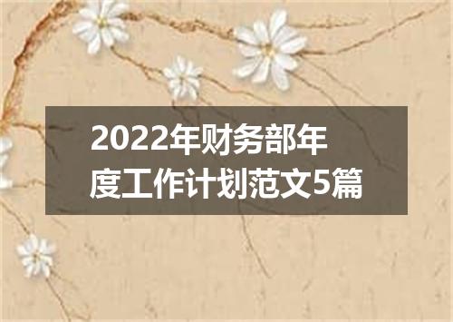 2022年财务部年度工作计划范文5篇