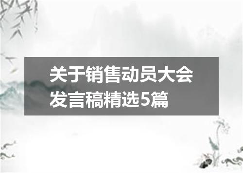 关于销售动员大会发言稿精选5篇