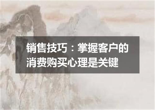 销售技巧：掌握客户的消费购买心理是关键