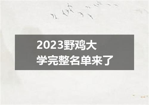 2023野鸡大学完整名单来了