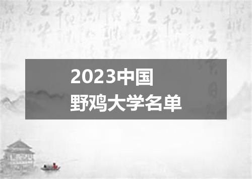 2023中国野鸡大学名单