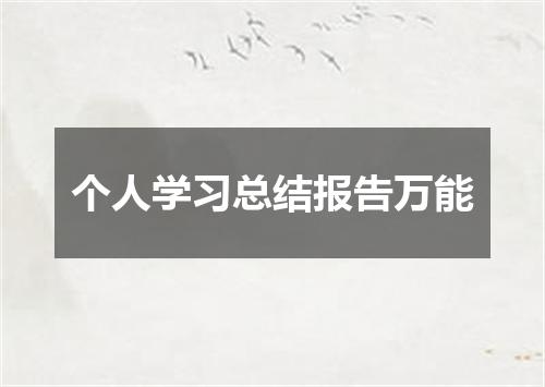 个人学习总结报告万能