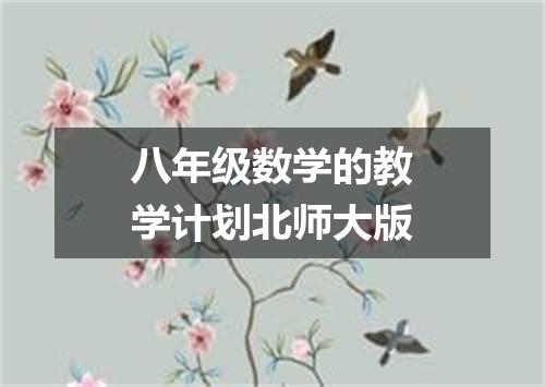 八年级数学的教学计划北师大版