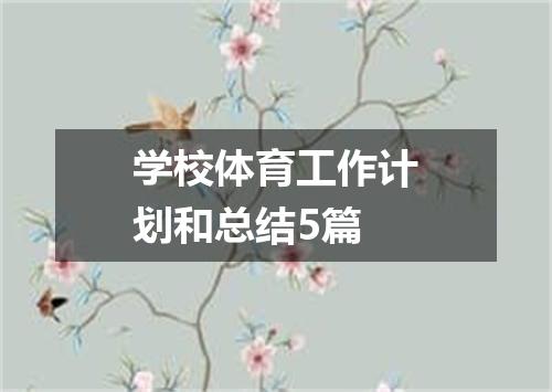 学校体育工作计划和总结5篇