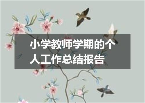 小学教师学期的个人工作总结报告