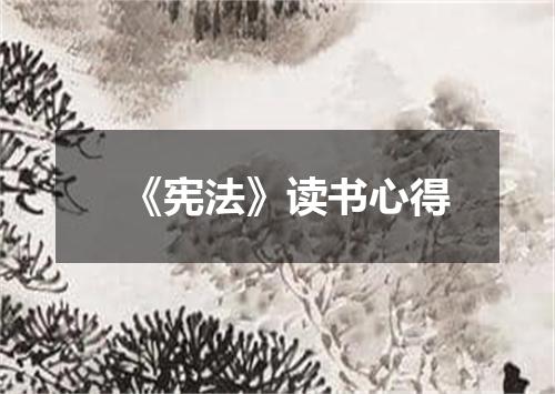 《宪法》读书心得