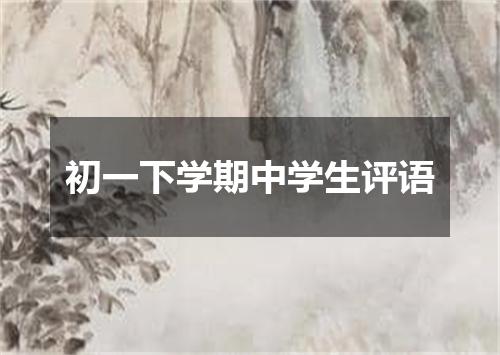 初一下学期中学生评语