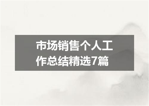 市场销售个人工作总结精选7篇