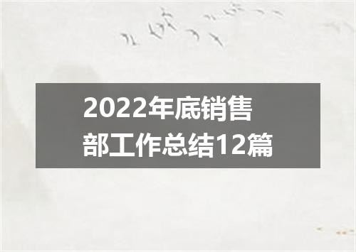 2022年底销售部工作总结12篇