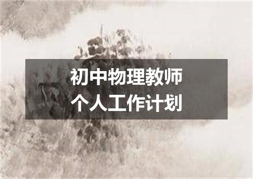 初中物理教师个人工作计划