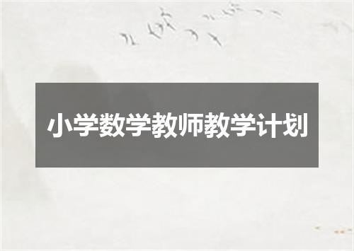 小学数学教师教学计划