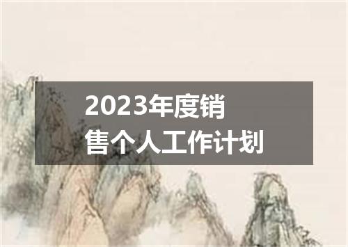 2023年度销售个人工作计划