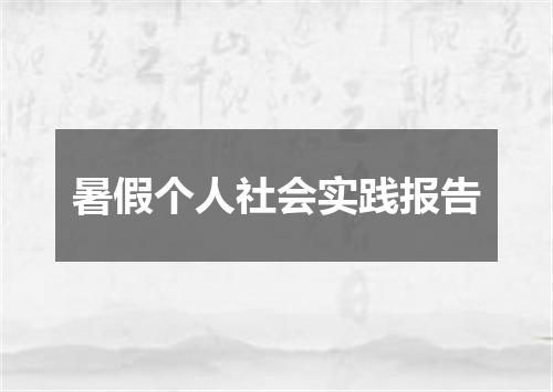 暑假个人社会实践报告