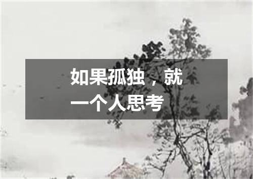 如果孤独，就一个人思考