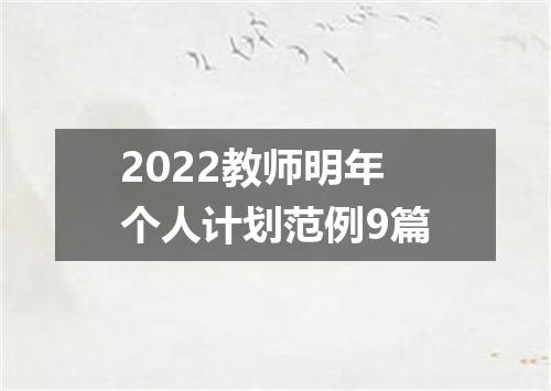2022教师明年个人计划范例9篇