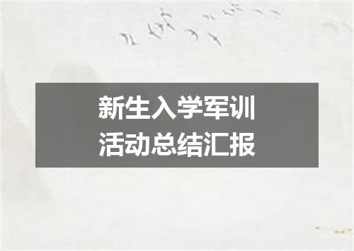新生入学军训活动总结汇报