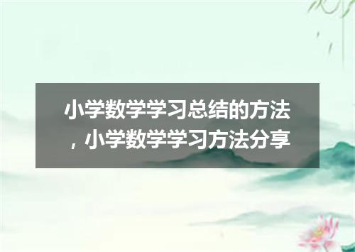 小学数学学习总结的方法，小学数学学习方法分享
