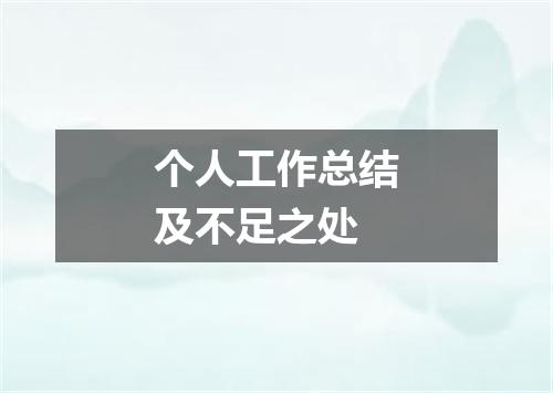 个人工作总结及不足之处