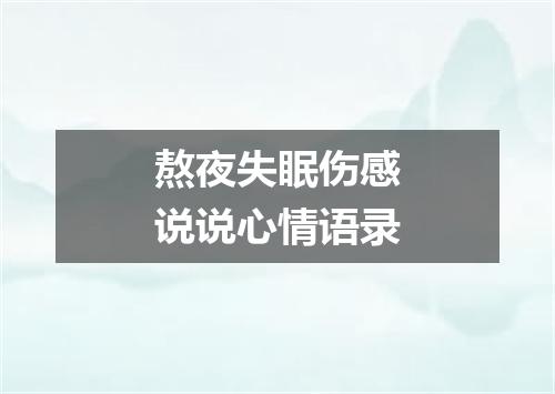 熬夜失眠伤感说说心情语录