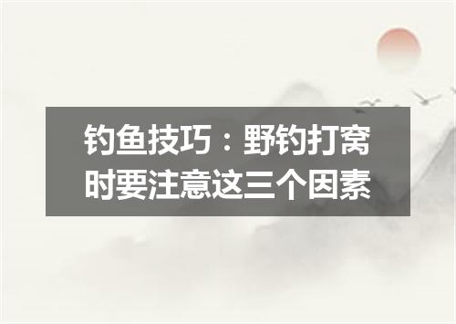 钓鱼技巧：野钓打窝时要注意这三个因素