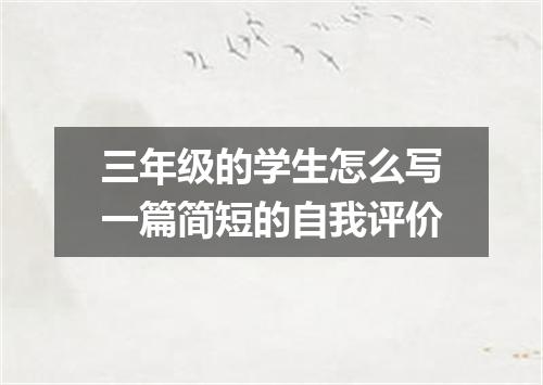 三年级的学生怎么写一篇简短的自我评价