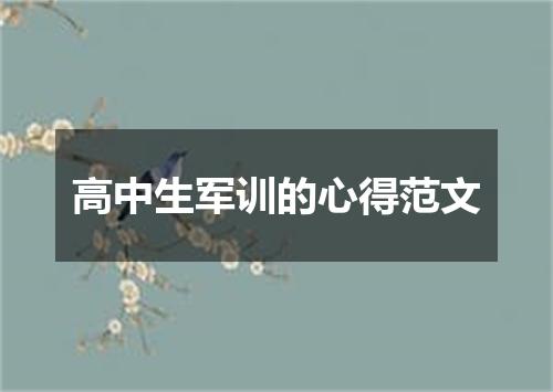 高中生军训的心得范文