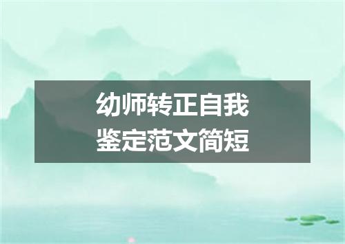 幼师转正自我鉴定范文简短