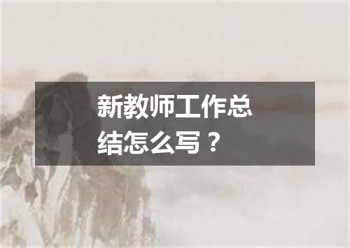 新教师工作总结怎么写？