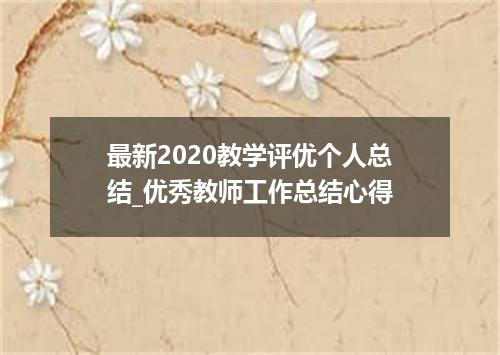 最新2020教学评优个人总结_优秀教师工作总结心得