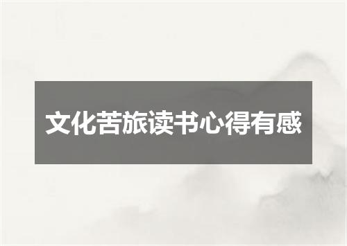 文化苦旅读书心得有感