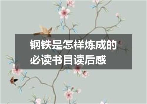 钢铁是怎样炼成的必读书目读后感