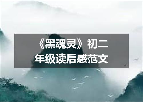 《黑魂灵》初二年级读后感范文