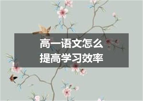 高一语文怎么提高学习效率
