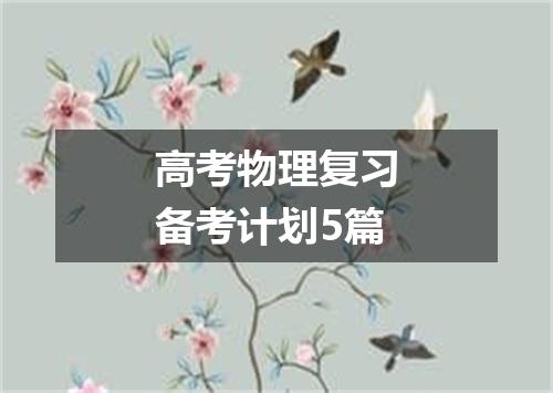 高考物理复习备考计划5篇