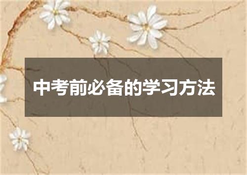 中考前必备的学习方法