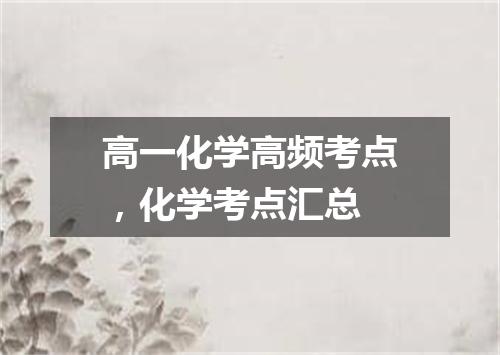 高一化学高频考点，化学考点汇总