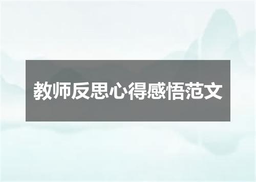 教师反思心得感悟范文