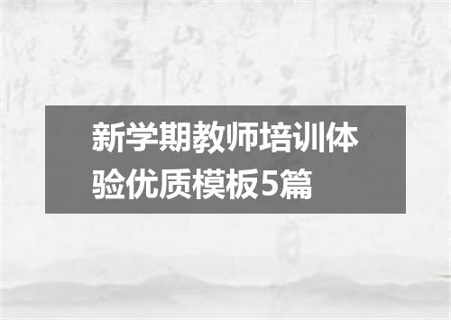 新学期教师培训体验优质模板5篇